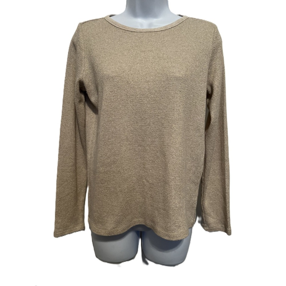 Banana Republic Beige/Gold sweater Preppy Classic Quiet Lux Style Women's Size S